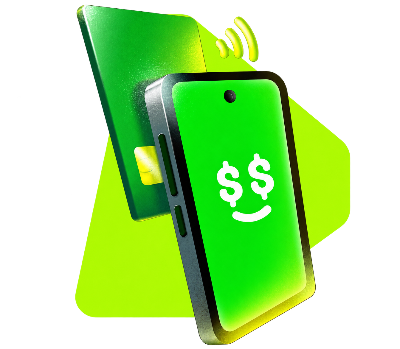 Ilustração de celular com TapTon recebendo pagamento por aproximação de cartão.